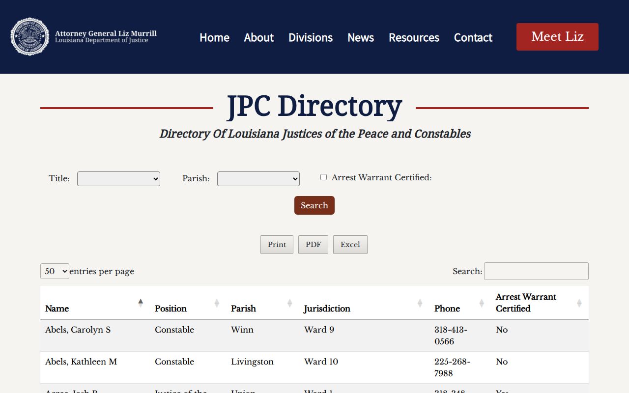 Harrisonburg court docket reference for Louisiana justice court directory